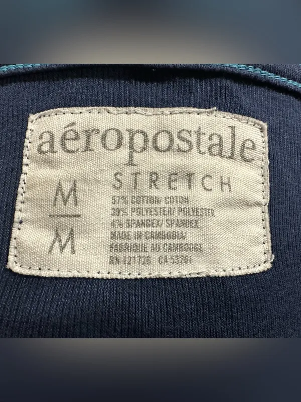 Aeropostale Y2K Long Sleeve Henley Shirt size Medium blue - Image 6