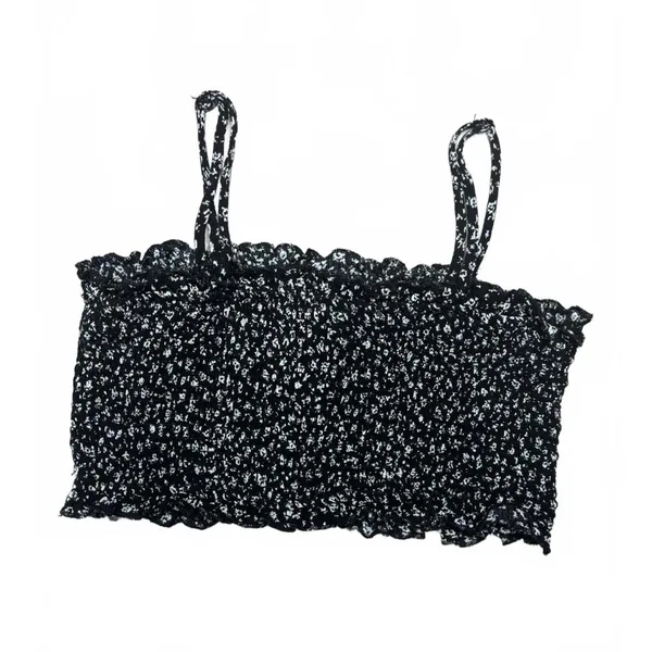 Garage Smocked Black Convertible Crop Tube Tank Top Silver Eyelets Size Small - Image 2
