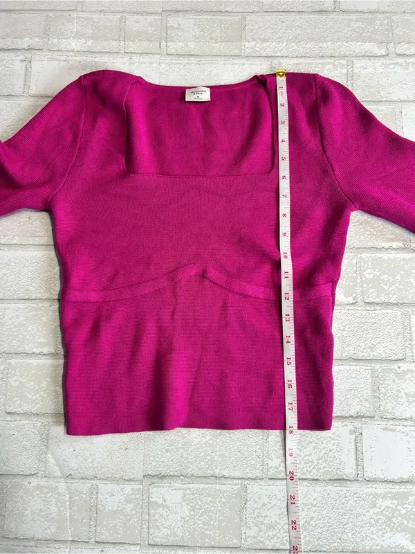 Abercrombie & Fitch Fitted Square- Neck Ribbed Sweater - Bright Pink - Image 5