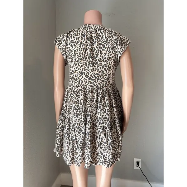 Thml Smock Baby Doll Cheetah Leopard Summer Size Small Dress With Pockets #93 - Image 7