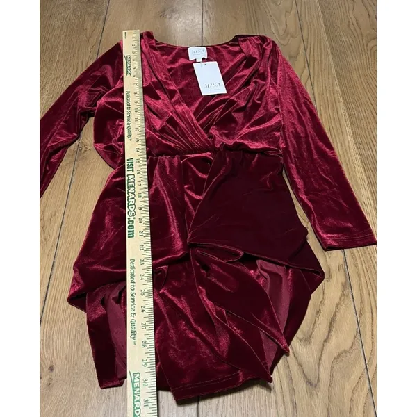 MISA Los Angeles Felt‎ Runched Mini Dress Red Size Small Small Party Preppy - Image 3