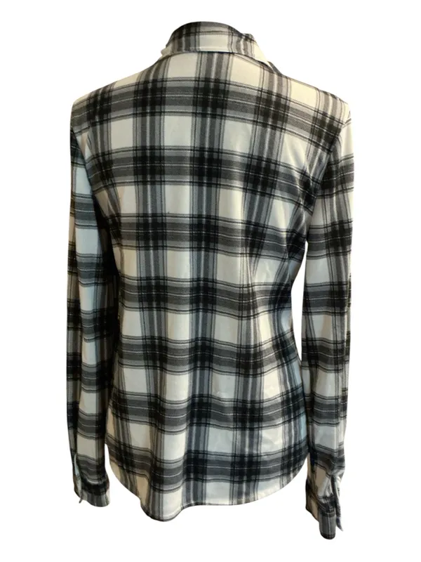 Canyon Creek Black & White Plaid Button-Down Flannel Shirt - Women's Medium - Image 2