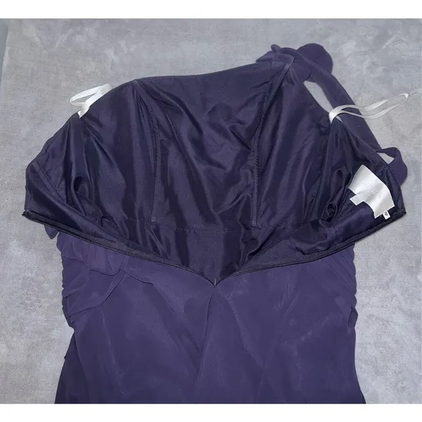 David's Bridal Women’s Wedding Guest Party Gown Bridesmaid One shoulder Dark Purple 10 - Image 8