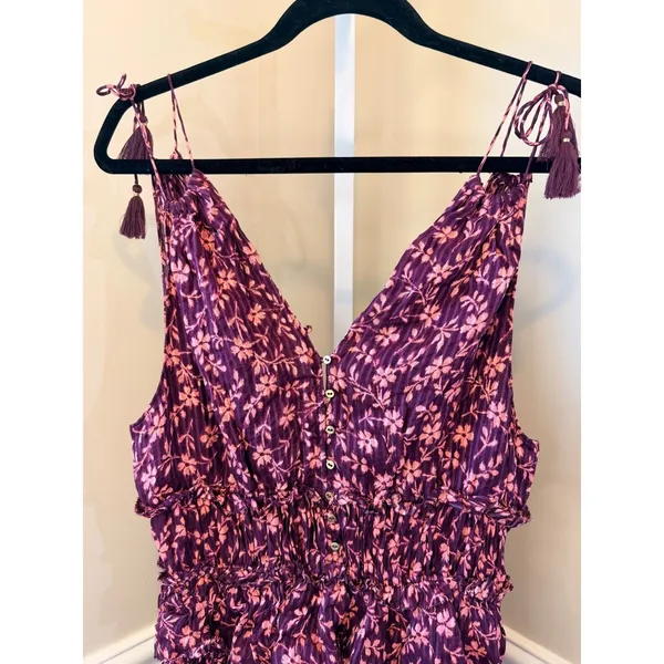 Ulla Johnson Noelle Floral Silk Blend Mini Dress Burgundy Ruffle Tassel 4 - Image 15