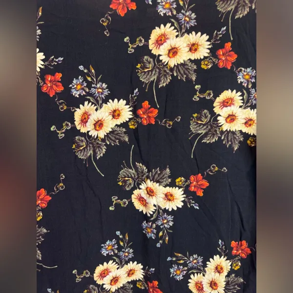 The Odells x Anthropologie Black Floral‎ Print Rayon V-neck Midi Dress Size M - Image 5