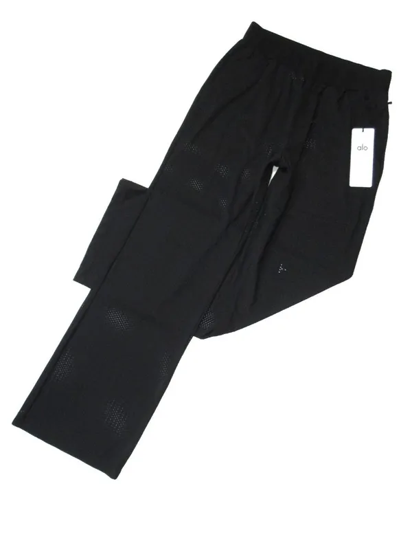 NWT Alo W51178R Mesh All-Star Wide Leg Pant in Black Sheer Lightweight Pants M - Image 5