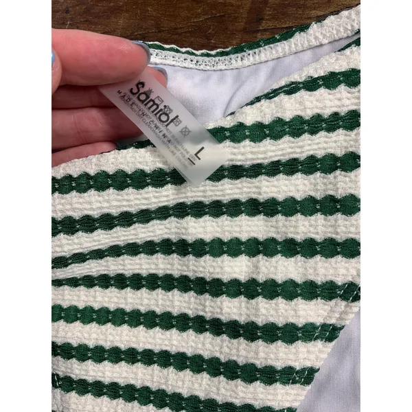 Samiol Green Striped Underwire Bikini Set NWT size large‎ - Image 4