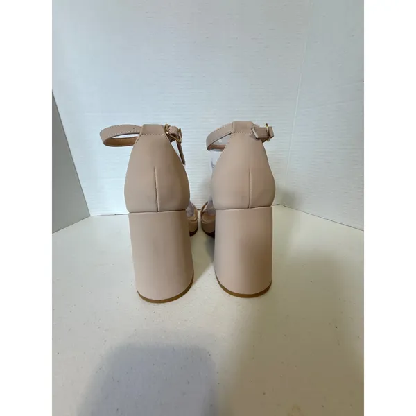 IDIFU Nude Platform Block‎ Heel Sandals Ankle Strap Open Toe Chunky Heels - Image 4