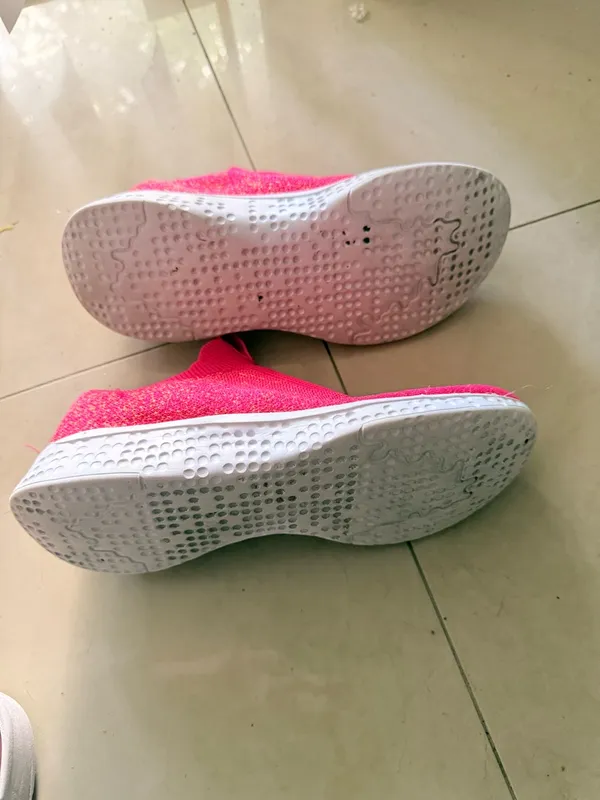 Hot Pink Slip-On Knit Sneakers - Image 3