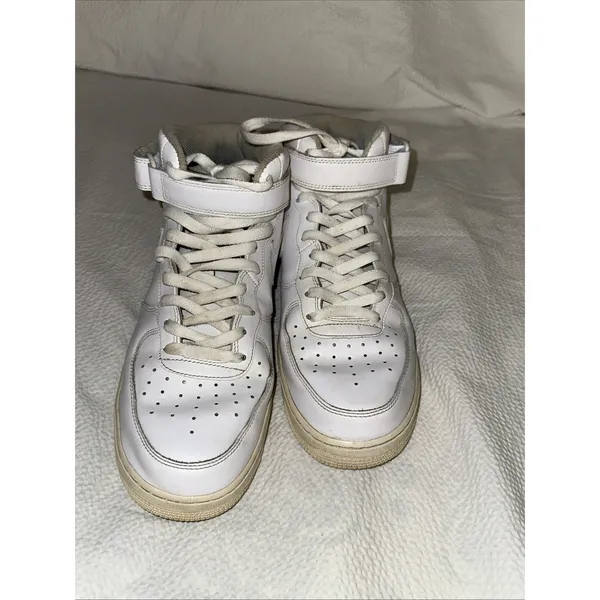 Nike Air Force 1 mid- White Leather Sz 11.5 - Image 2