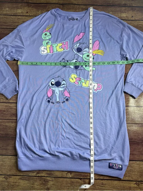 Disney Women’s Lavender Lilo & Stitch Graphic Sleep Lounger Size M - Image 3