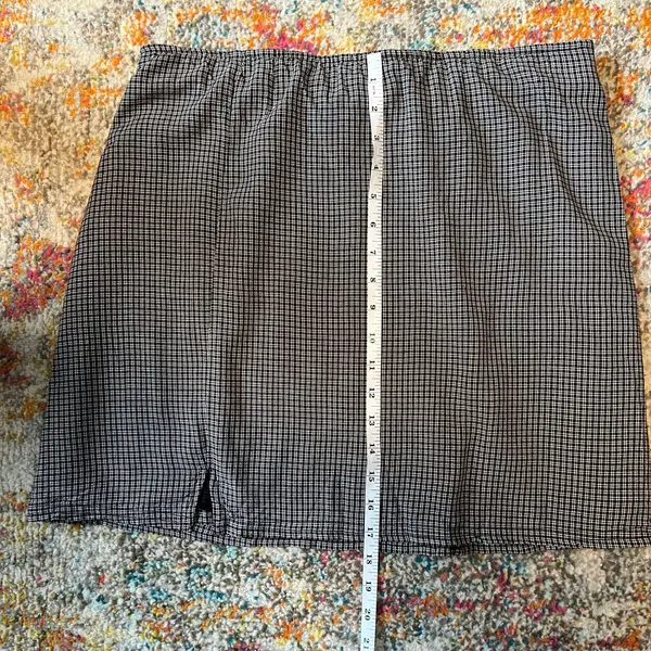 American Eagle Black and White Plaid Skirt Side Slit Size Large Fall Whimsigoth - Image 10