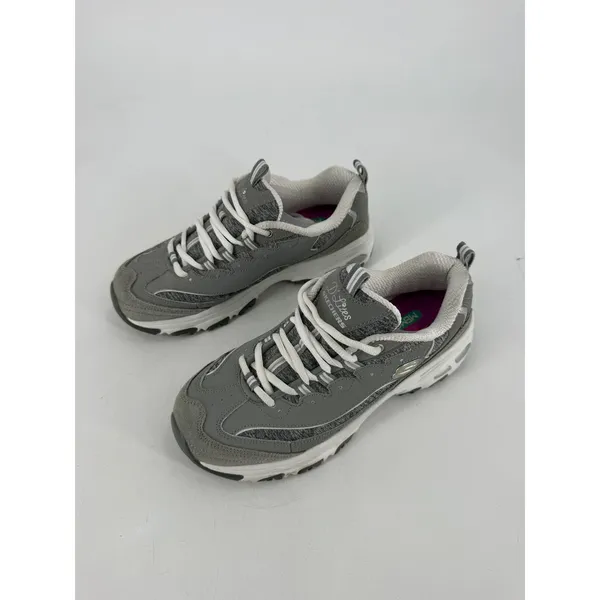 Skechers D'Lites Sneakers Womens 8 Gray White Memory Foam Walking Shoes Retro - Image 9