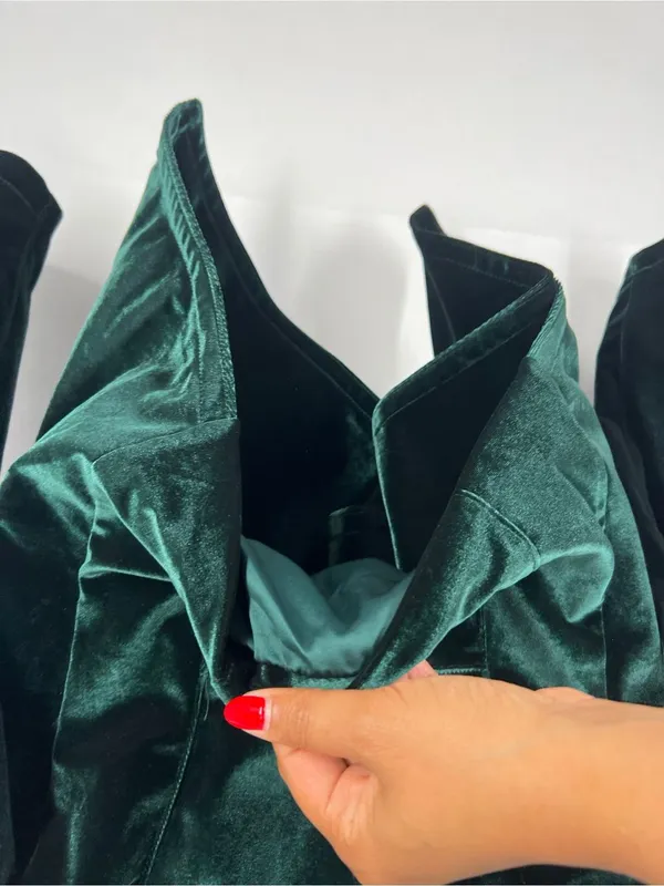 Blank‎ NYC Emerald Green Velvet Draped Open Front Blazer - Image 9
