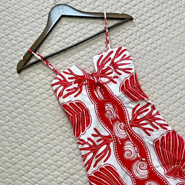 NWOT FARM RIO White Red Ainika Shell Maxi Dress Size M Linen Blend - Image 8