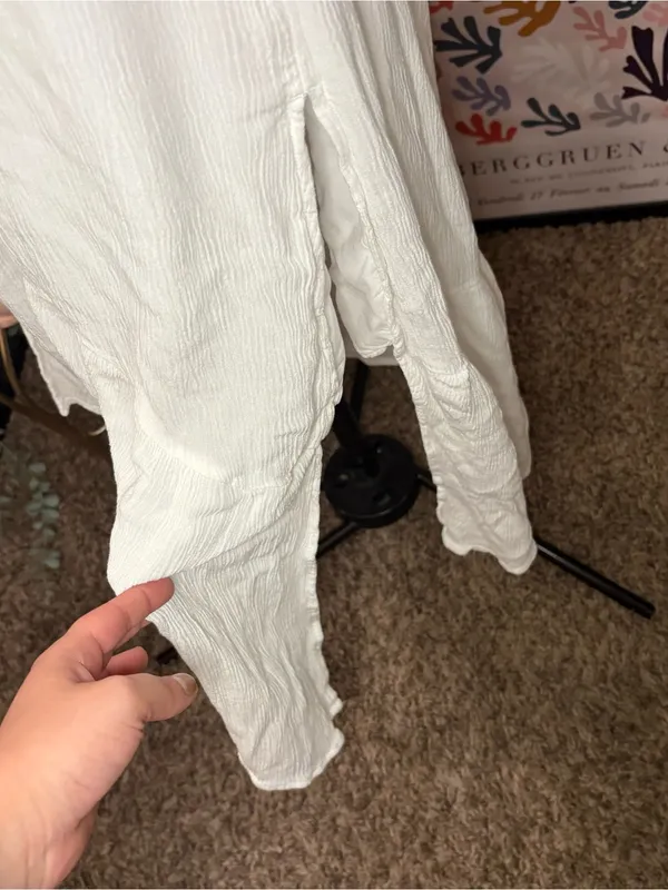Abercrombie & Fitch White Open Back Button Front Maxi Dress - Image 5
