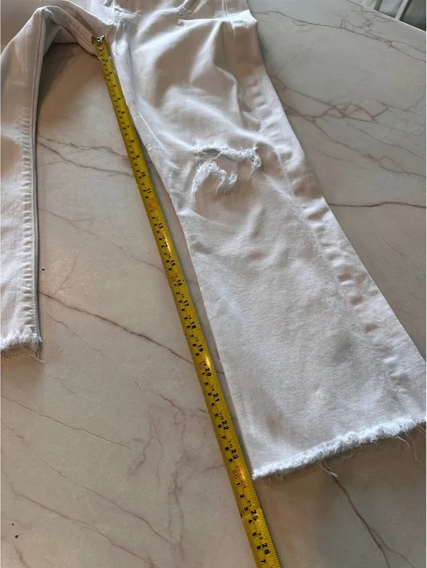 MOTHER The Hustler Ankle Fray Jeans In Tea and Biscuits White Wash Women’s sz 27 - Image 11
