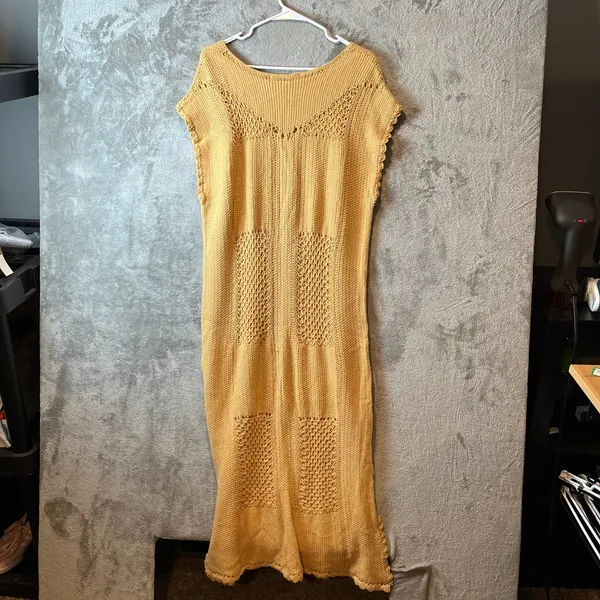 Free People Lost At Sea Sweater Midi Dress Dusted Daffodil Size Medium New‎ - Image 4