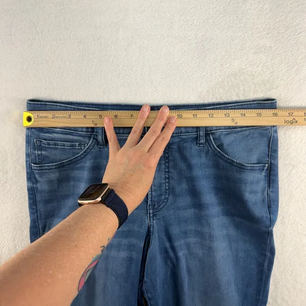 Express‎ 12 Jeans 70s Flare Mid Rise Conscious Edit Medium Wash Blue Boho Retro - Image 13
