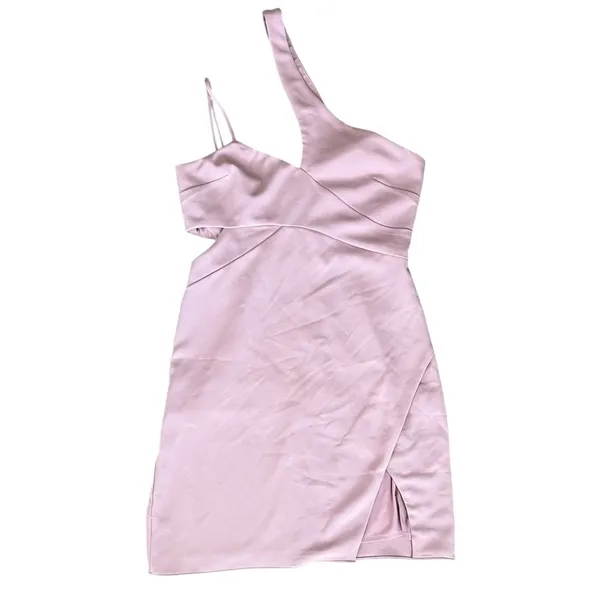 Revolve NBD x Naven Chloe Asymmetric One Shoulder Cutout Wrap Mauve Mini Dress S - Image 11