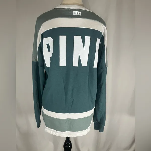PINK Victoria's Secret Lace Up Neckline Hockey Style Sweatshirt - Image 4