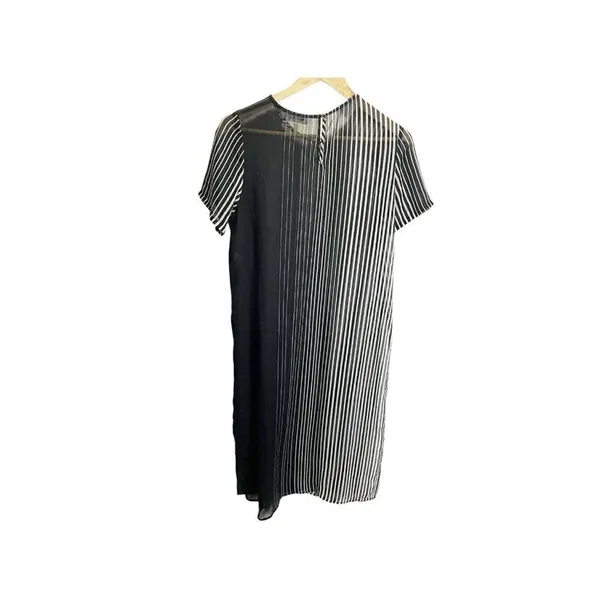 Calvin Klein Women's Black Striped Maxi Caftan Cover-Up Dress‎ Sheer M - Image 5