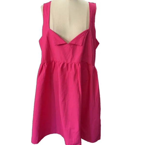 Anthropologie Daily Practice Notch Neck Mini Dress Fuchsia Pink Womens Large - Image 4