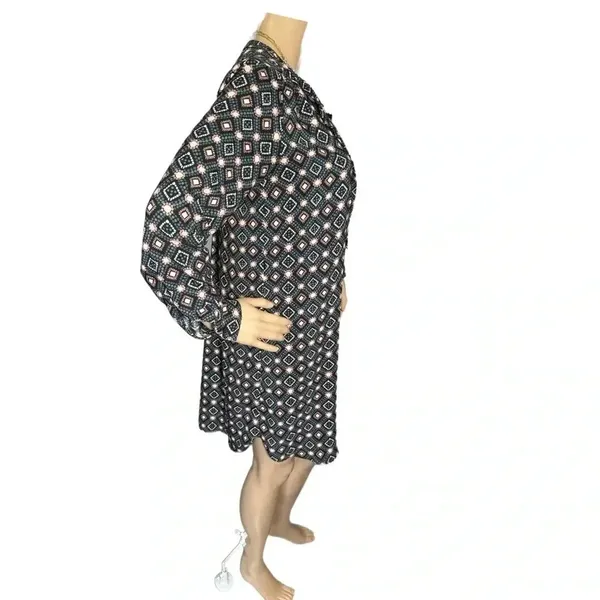 Ann Taylor LOFT Geometric Floral Shirt Dress Pink Gray Long Sleeve Women’s XS/S - Image 6