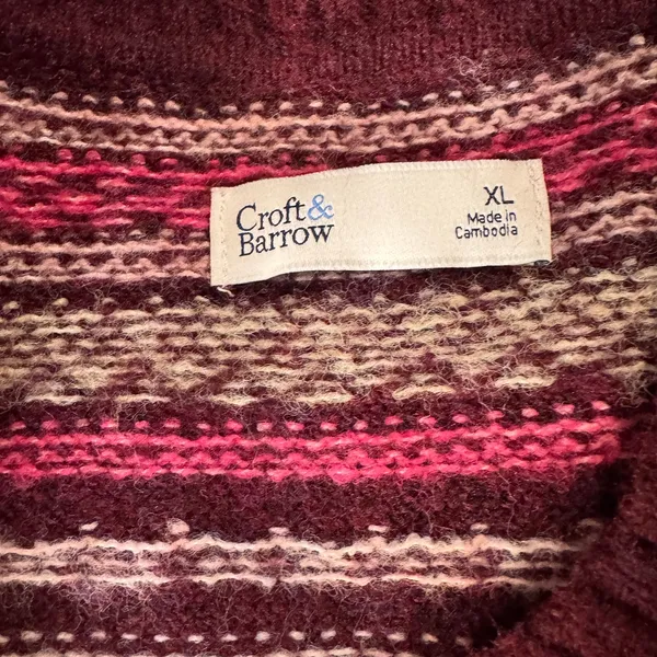 Croft & Barrow X-Large Sweater Fair Isle Crew Neck Long Sleeve Pullover Berry - Image 8