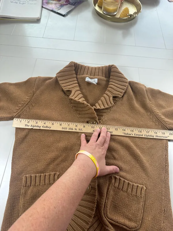 FDJ French Dressing Cardigan Women L Brown Shawl Collar Chunky Knit Button Front - Image 5