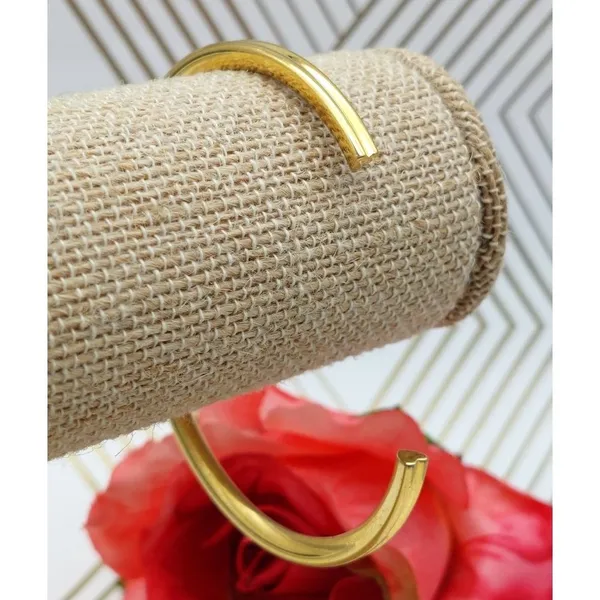 Gold Tone Signed Cuff Bracelet Well Made Engraved Follow Your Heart - Image 6