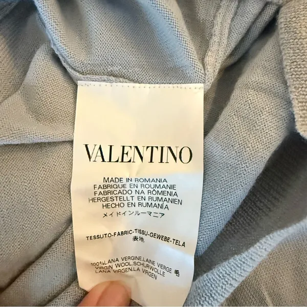 RED Valentino Gray Ruffle Front Knit Cardigan Sweater Large - Image 8
