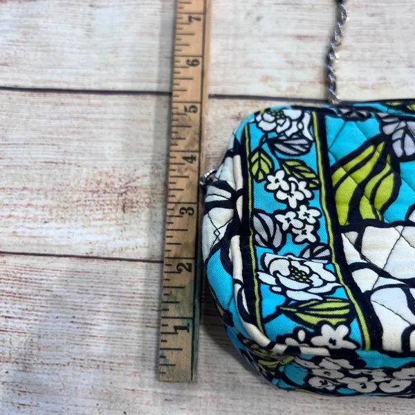 Vera Bradley Floral Quilted Cotton Mini Crossbody Bag Blue White Chain Strap - Image 8