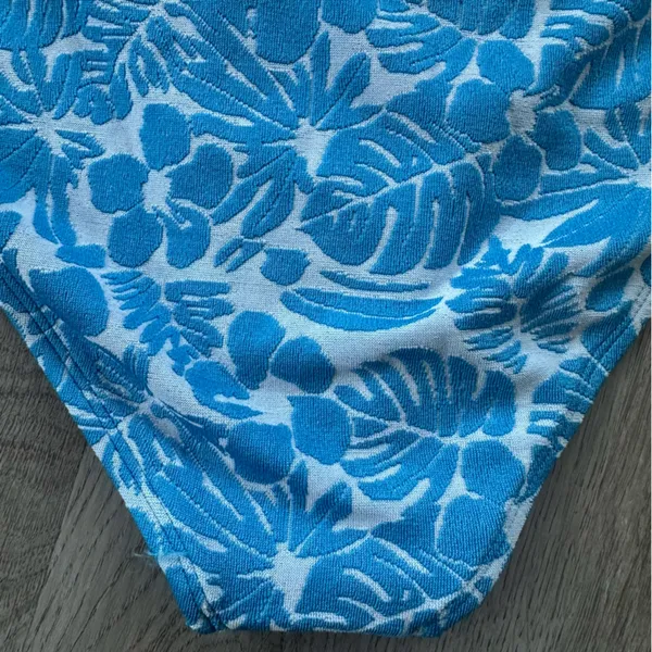 Cupshe Swim Bikini Bottoms NEW Women’s Large L Blue Tropical Textured Floral - Image 7