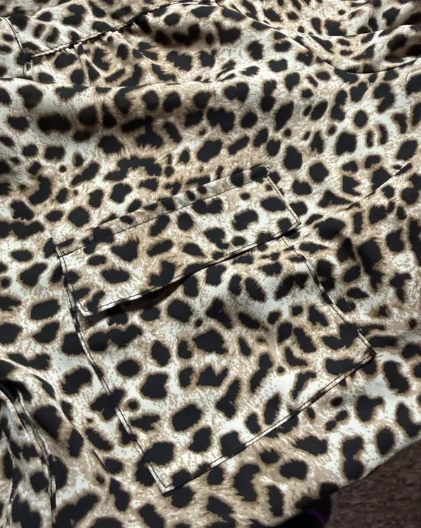 Torrid Harper Leopard Print Pullover Blouse 1 1X 14 16 Georgette Roll Tab Sleeve - Image 6