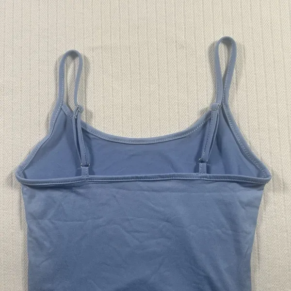 Basic Cami Tank Top Light Blue Scoop Neck Adjustable Straps Soft Fitted Women XS - Image 6