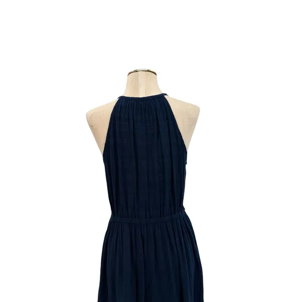 Self Contrast Navy Gauze Halter‎ Tiered Midi Dress Boho Sleeveless Size Medium - Image 6