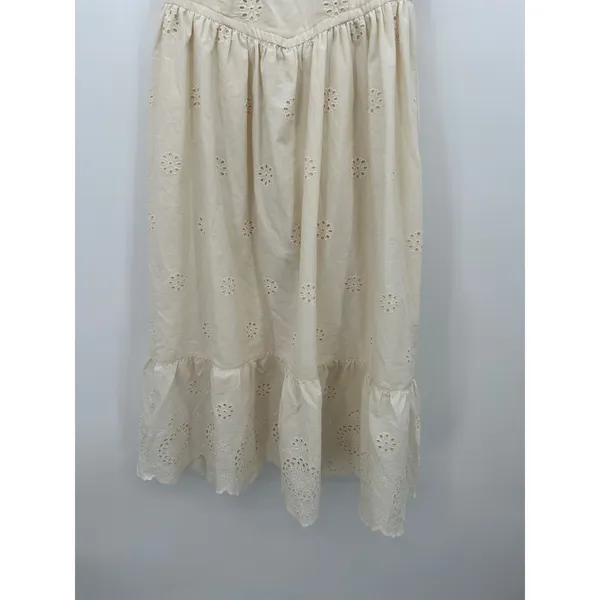 Celebrity Pink Eyelet Midi Dress XS Ivory Cottagecore Coquette Tie Strap - Image 7