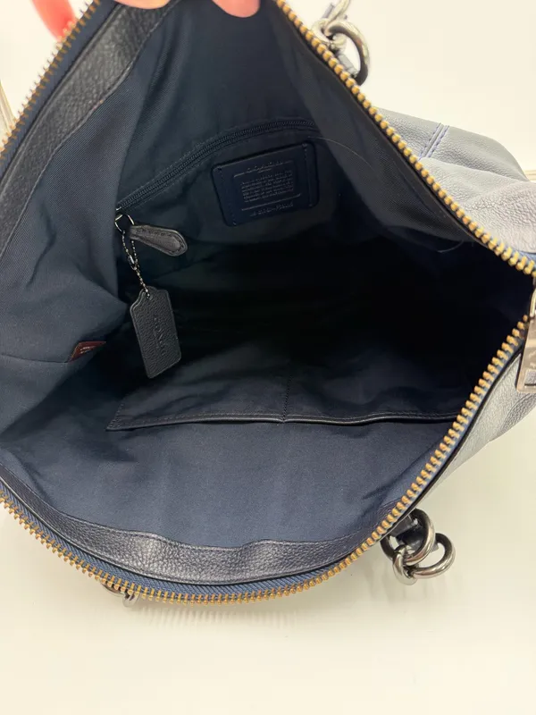 Coach F59325 Navy Blue Pebbled Leather Satchel Crossbody Shoulder Bag - Image 5