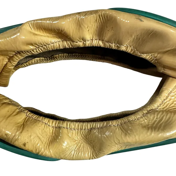 Tieks Patent Leather Cream Beige Green Foldable Travel Ballet Flats Shoes Size 8 - Image 9
