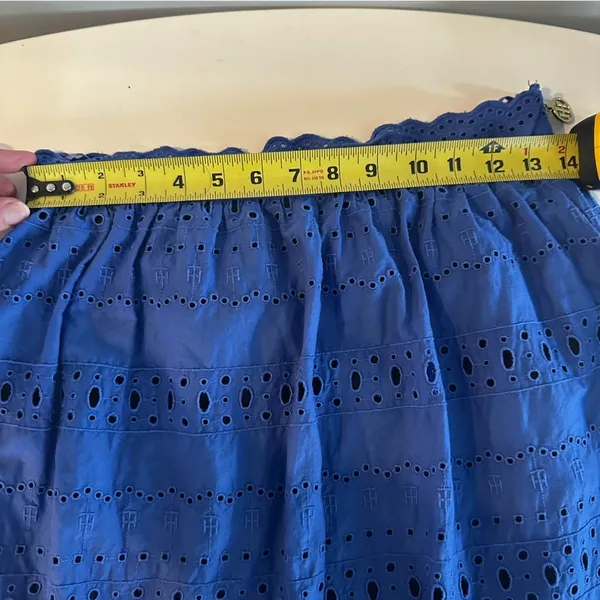 Tommy Hilfiger Blue Smocked Elastic Waist‎ A-Line Mini Skirt Womens Casual - Image 6