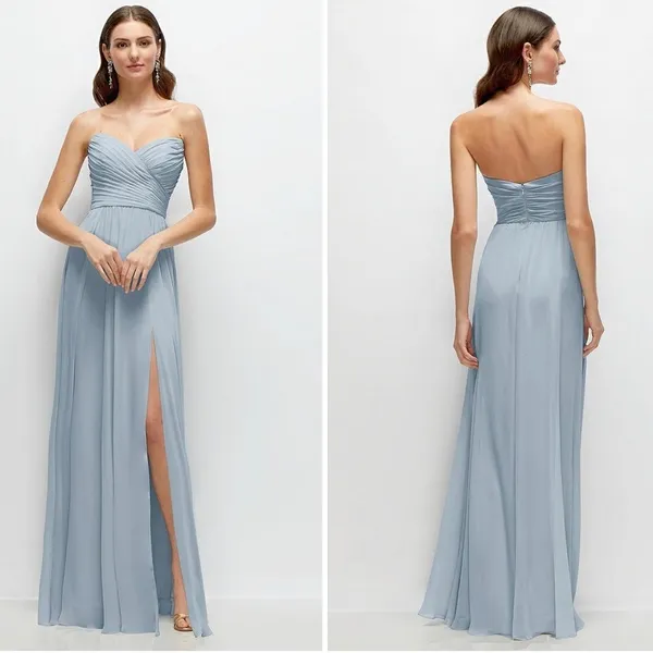 After Six Strapless Pleated Surplice Chiffon Maxi Dress With A-Line Skirt - Image 2