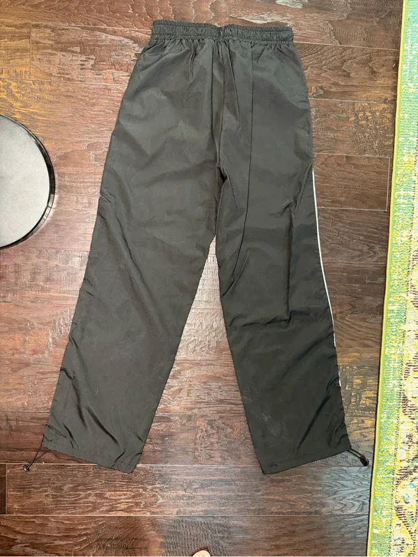 Black White Y2K Wide Leg Track Pants Windbreaker Parachute Joggers M - Image 5