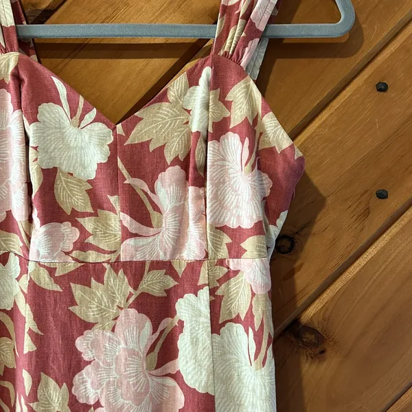 Ryegrass linen blend peasant chic pink floral midi dress NWT - Image 4