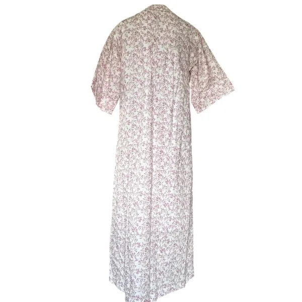Brooke Wright Floral Kaftan Dress Womens Medium Pink Purple Cotton Linen Maxi‎ - Image 4