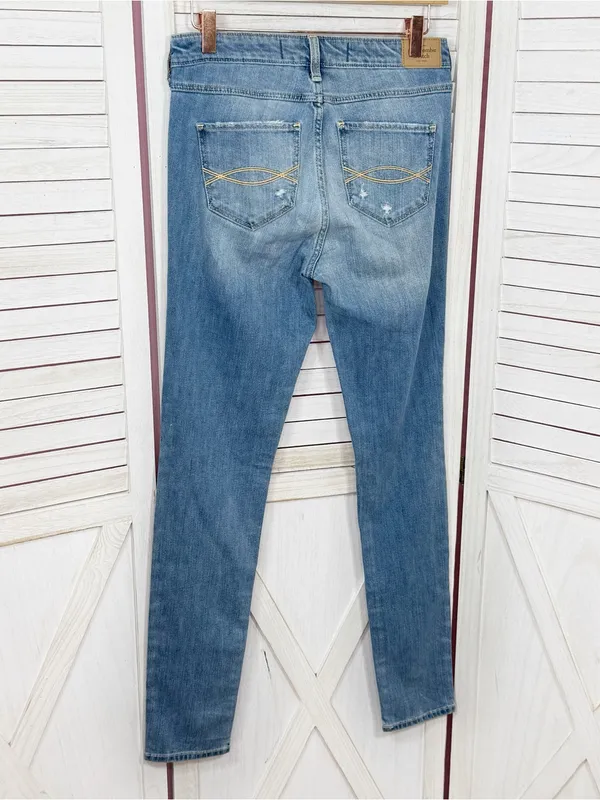 Abercrombie & Fitch Rhinestone Jeweled Distressed Skinny‎ Jeans Blue 4 - Image 2