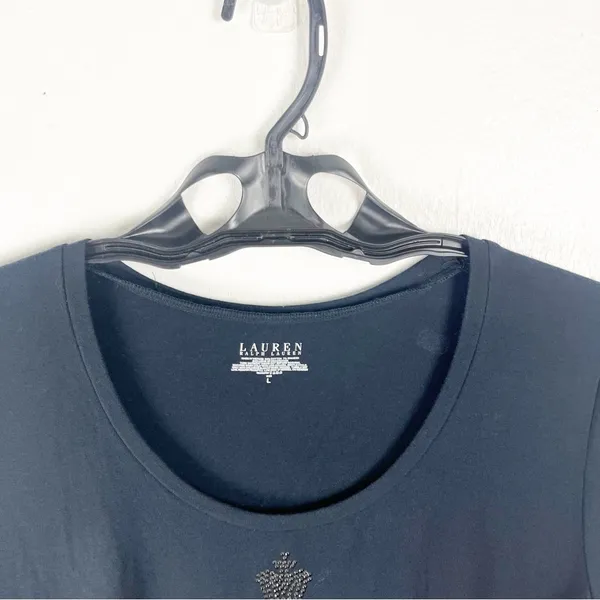 LAUREN RALPH LAUREN Black Long Sleeves Sequin Logo Dress Size Large Academia - Image 4