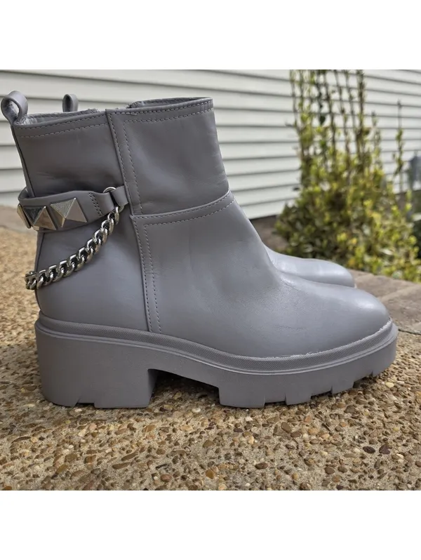 Marc Fisher Womens Waty Lug Sole Chelsea Booties Boots Siz 7.5 Gray Chain Grunge - Image 6
