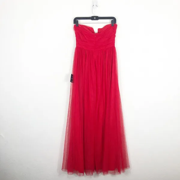 NWT Lulus Queen Behavior Maxi Dress Size Medium Red Tulle Strapless Gown Vday - Image 13