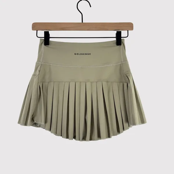 Gold Hinge Womens Skort Green Pleated Mini Tennis Skirt Lined High Waist XS - Image 3